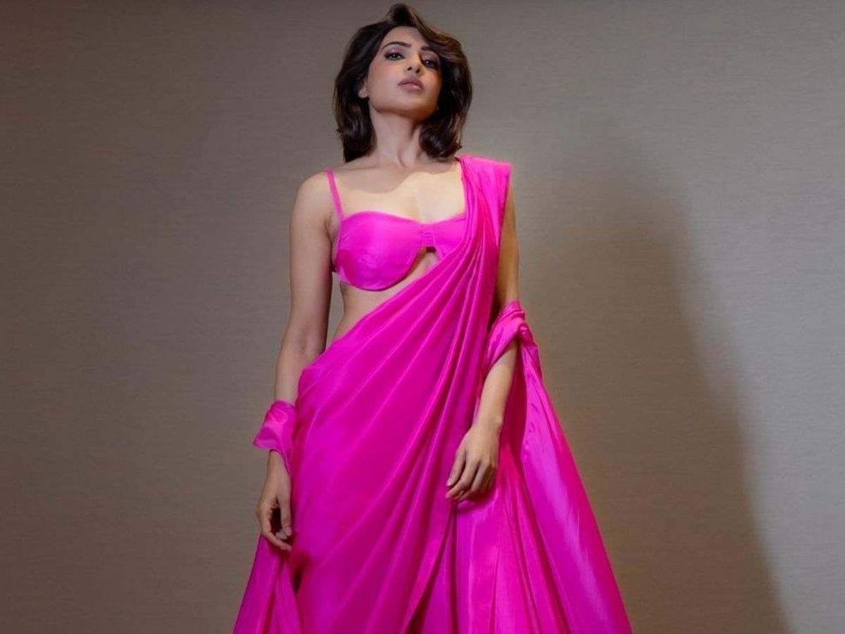 Rani Pink Saree With A Modern Twist - Photo Gallery