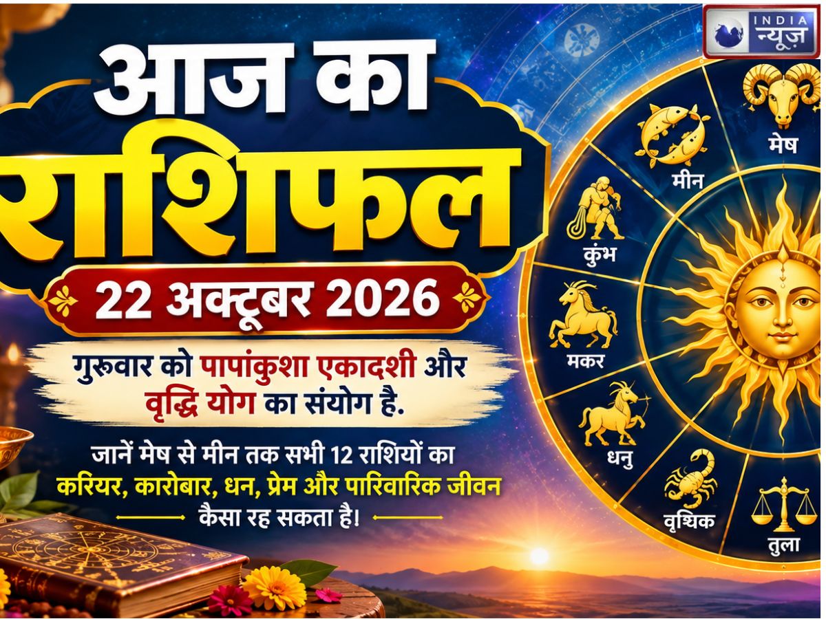 Kal Ka Rashifal 22 October 2026: मेष को मिल सकता है रुका पैसा, धनु के लिए तरक्की के संकेत; पढ़ें सभी 12 राशियों का भविष्यफल